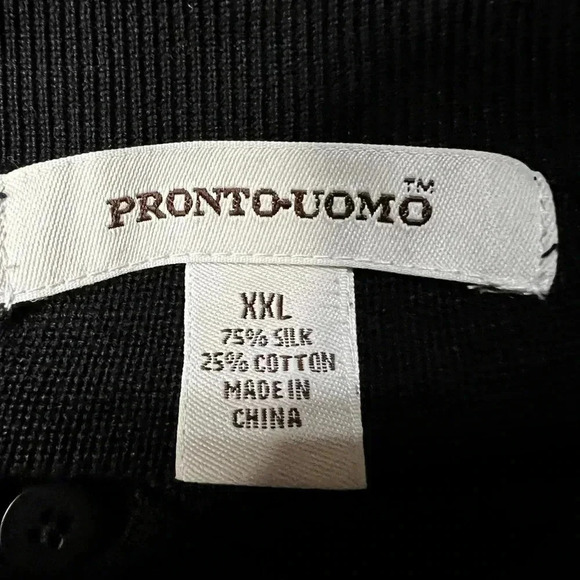 Pronto Uomo Men’s Silk and Cotton Blend Collared Polo Sweater Grid Knit Size XXL - Picture 2 of 8